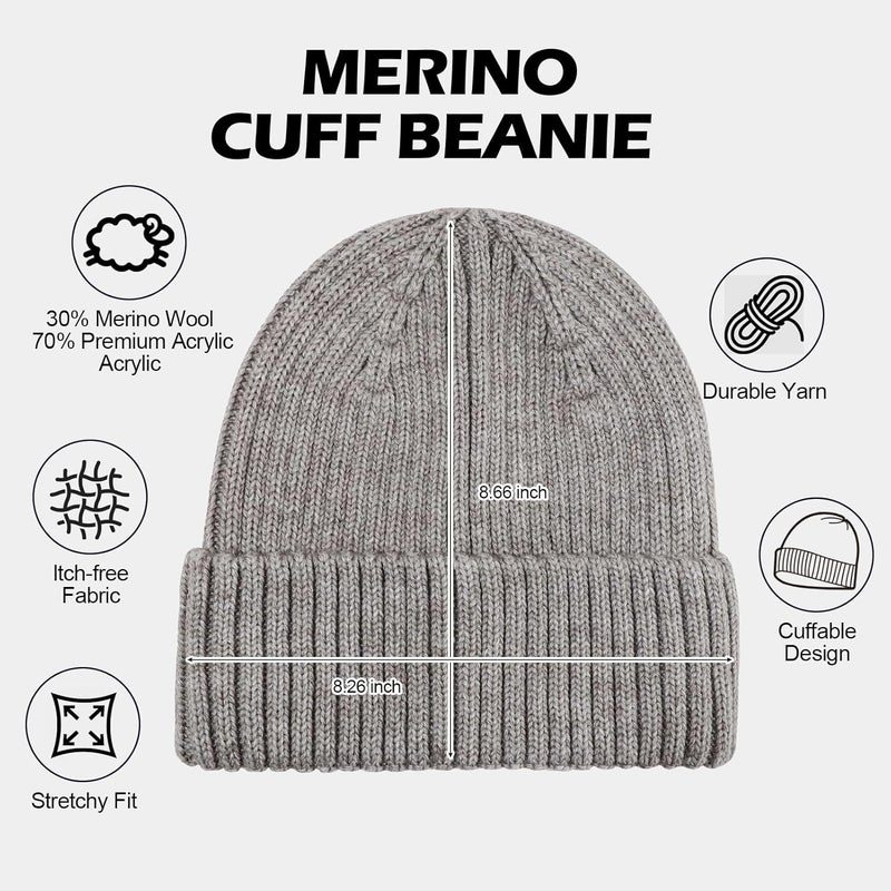 ACTLATI Kids Merino Wool Beanie Hat Winter Boys Girls Ribbed Knit Beanies Caps Unisex Cuffed Skull Caps 7-14 Years - Image 3